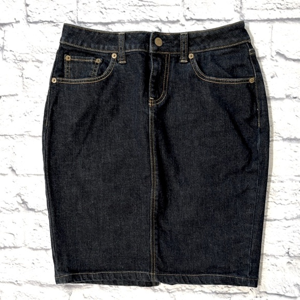 London Jean Skirt Dark Wash Blue Denim Pencil Jean Skirt - Size 2